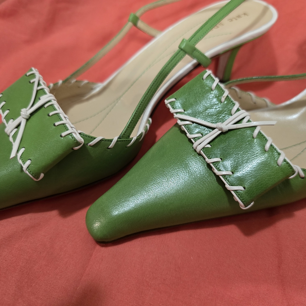 Green Women's Shoes with White Accents